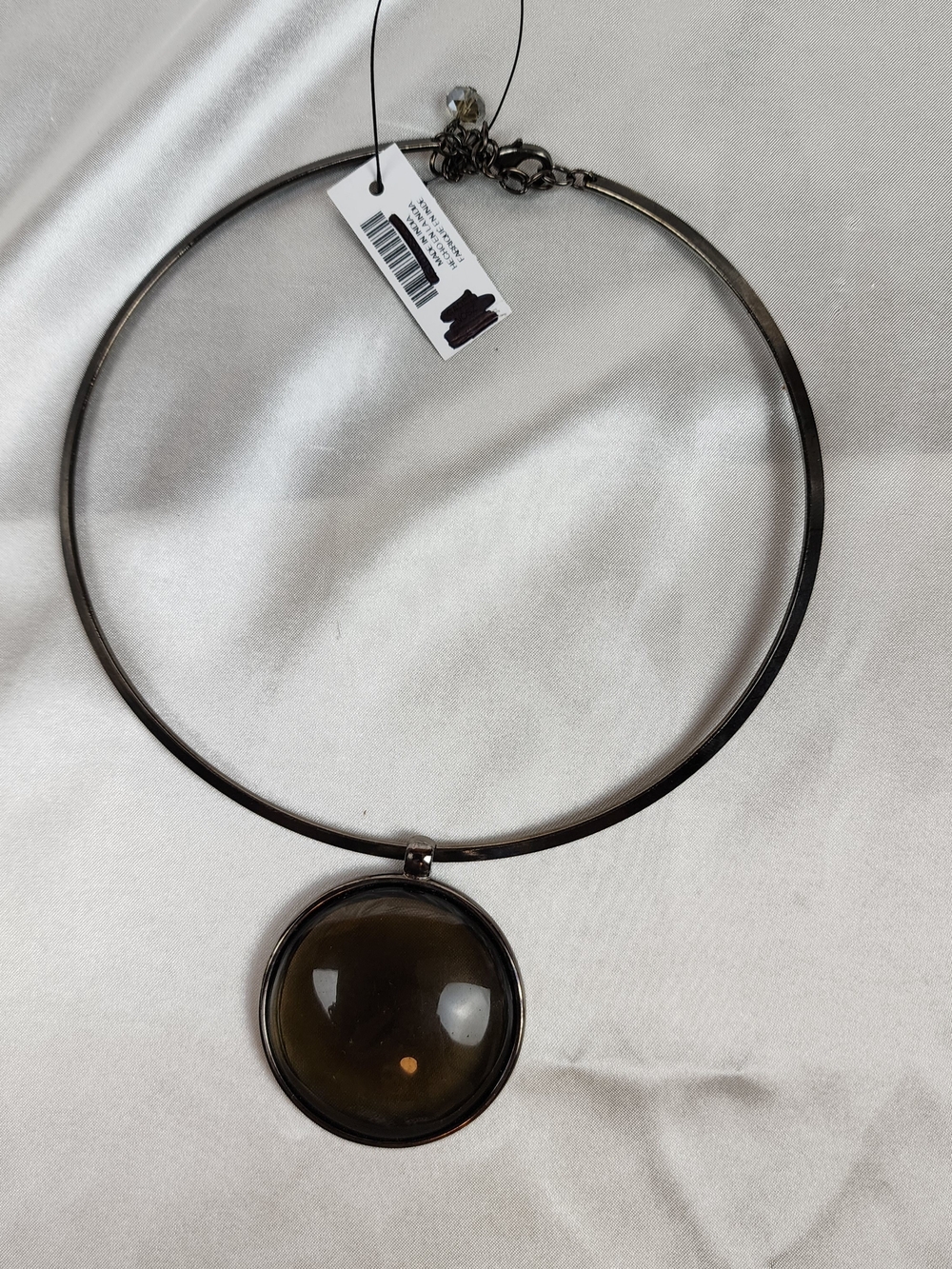 Chico's Smoky Glass Collar Necklace in Dark Gray